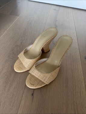 RAYE Natural Woven Open-Toe Mules